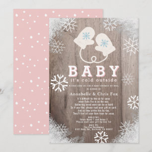 Baby Its Cold Outside Pink Shower by Mail Invitation