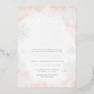 Baby it's cold outside Pink Silver Baby shower