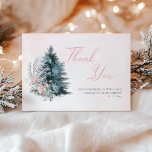 Baby its cold outside Pink Silver Thank You Card