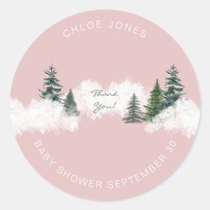 Baby it's Cold Outside Pink Thank You  Classic Round Sticker