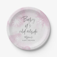 Baby It's Cold Outside Pink Watercolor Shower