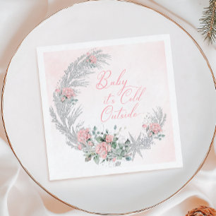Baby its cold outside Pink Winter  Napkin