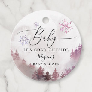 Baby It's Cold Outside Pink Winter Shower  Favour Tags