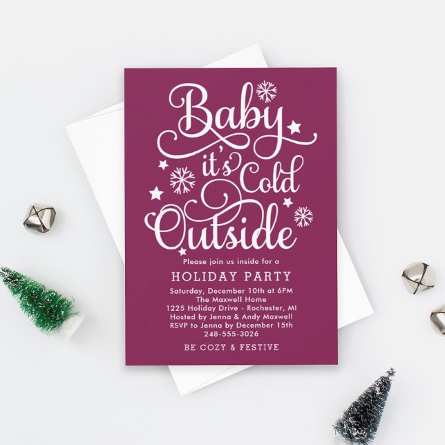 Baby Its Cold Outside Plum Berry Holiday Party Invitation (Creator Uploaded)