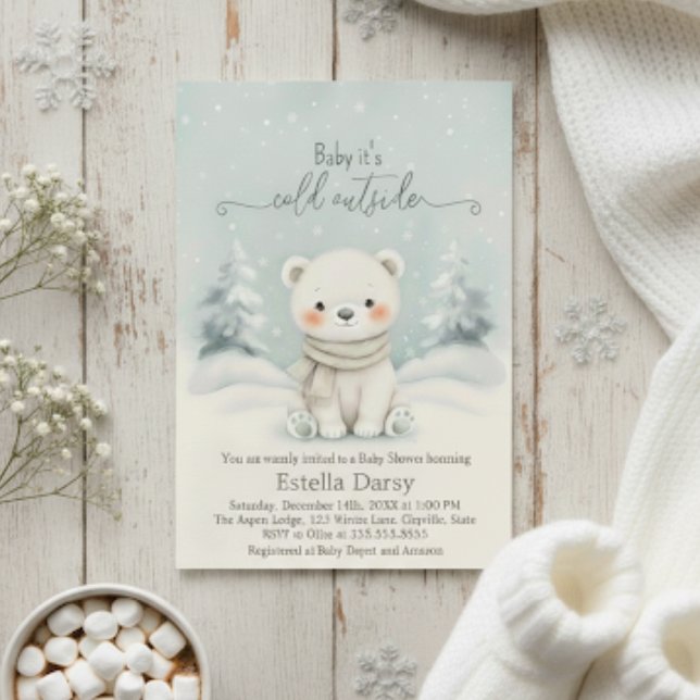 Baby It's Cold Outside Polar Bear Baby Shower  Invitation (Creator Uploaded)