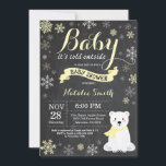 Baby Its Cold Outside Polar Bear Baby Shower Invitation<br><div class="desc">Baby Its Cold Outside Polar Bear Winter Baby Shower Invitation. Boy or Girl Baby Shower Invitation. Winter Holiday Baby Shower Invite. Yellow and White Snowflakes. Snowman and Chalkboard Background. For further customisation,  please click the "Customise it" button and use our design tool to modify this template.</div>