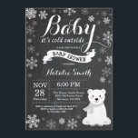 Baby Its Cold Outside Polar Bear Baby Shower Invitation<br><div class="desc">Baby Its Cold Outside Polar Bear Winter Baby Shower Invitation. Boy or Girl Baby Shower Invitation. Winter Holiday Baby Shower Invite. White Snowflakes. Snowman and Chalkboard Background. For further customisation,  please click the "Customise it" button and use our design tool to modify this template.</div>