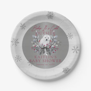 Baby It's Cold Outside Polar Bear Baby Shower Paper Plate
