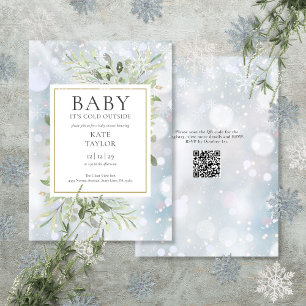 Baby Its Cold Outside QR Code Winter Baby Shower Invitation