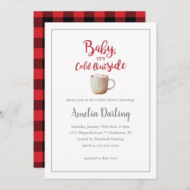 Baby It's Cold Outside Red Baby Shower Invitation (Front/Back)