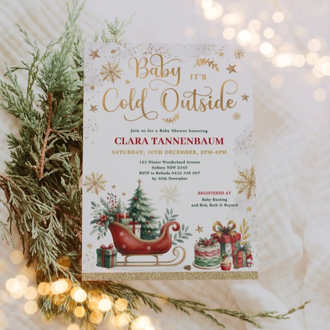 Baby It's Cold Outside Red Christmas Baby Shower Invitation (Creator Uploaded)