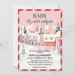 Baby its cold outside red winter baby shower  invitation