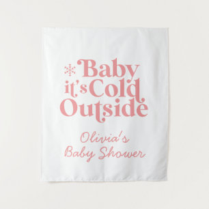 Baby It's Cold Outside Retro Baby Shower Welcome Tapestry