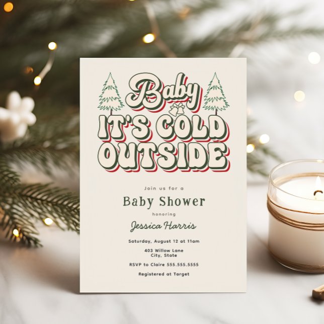 Baby It's Cold Outside Retro Winter Baby Shower Invitation (Creator Uploaded)