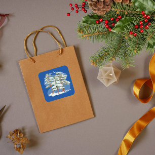 Baby its cold outside royal blue thank you square sticker