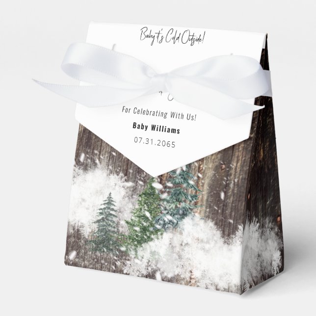 Baby It's Cold Outside Rustic Baby Shower  Favour Box (Front Side)