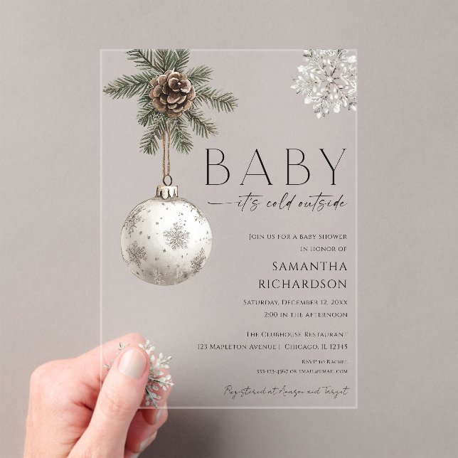 Baby it's cold outside rustic boho baby shower acrylic invitations (Insitu (Handheld))