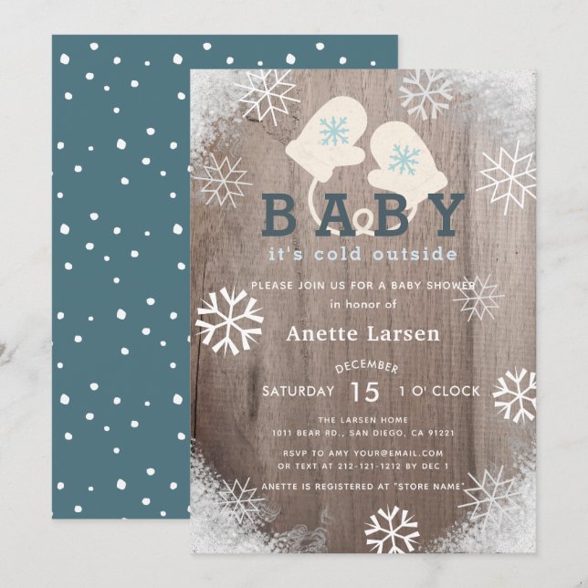 Baby Its Cold Outside Rustic Shower Invitation (Front/Back)