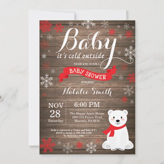 Baby Its Cold Outside Rustic Winter Baby Shower Invitation (Front)