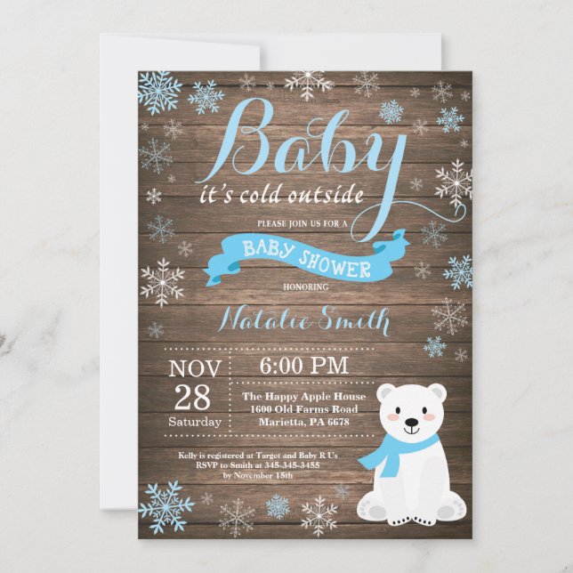 Baby Its Cold Outside Rustic Winter Baby Shower Invitation (Front)
