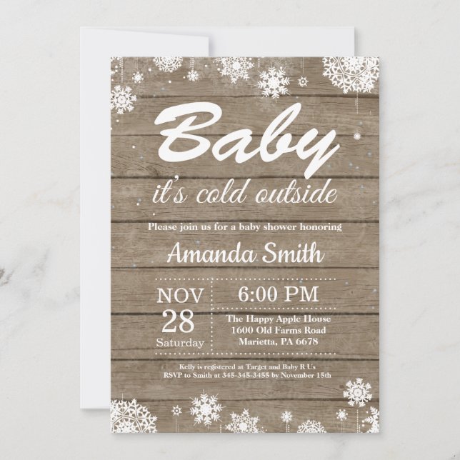 Baby its Cold Outside Rustic Winter Baby Shower Invitation (Front)