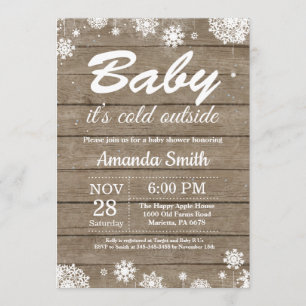 Baby its Cold Outside Rustic Winter Baby Shower Invitation