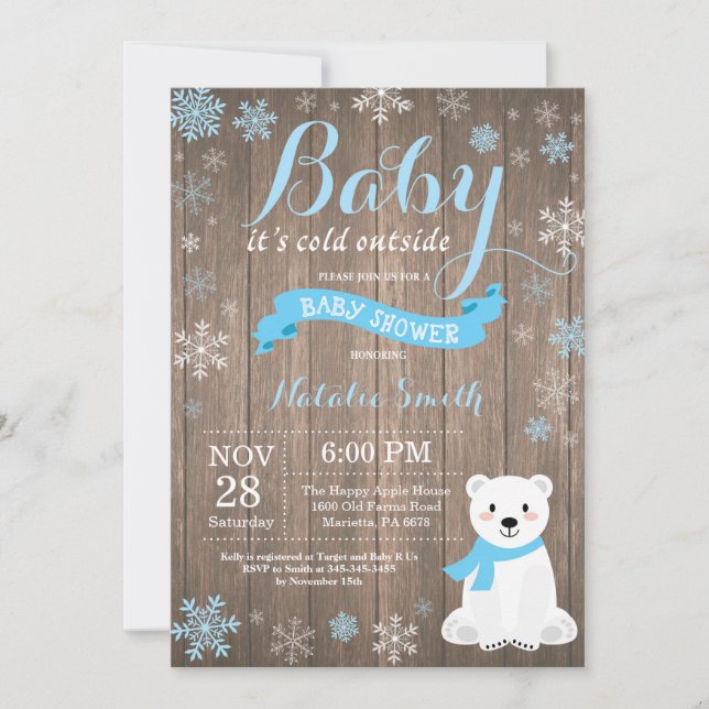 Baby Its Cold Outside Rustic Winter Baby Shower Invitation (Front)
