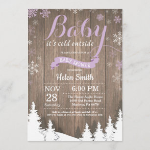 Baby its Cold Outside Rustic Winter Baby Shower Invitation