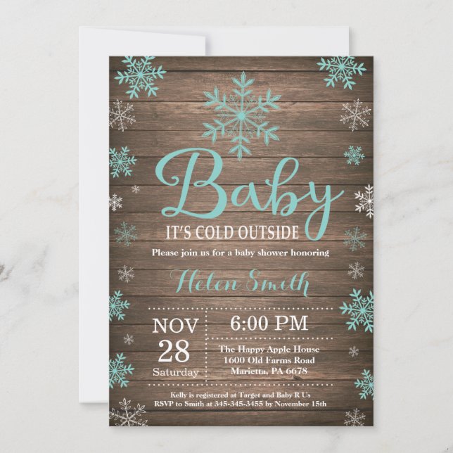 Baby Its Cold Outside Rustic Winter Baby Shower Invitation (Front)