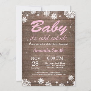 Baby its Cold Outside Rustic Winter Baby Shower Invitation