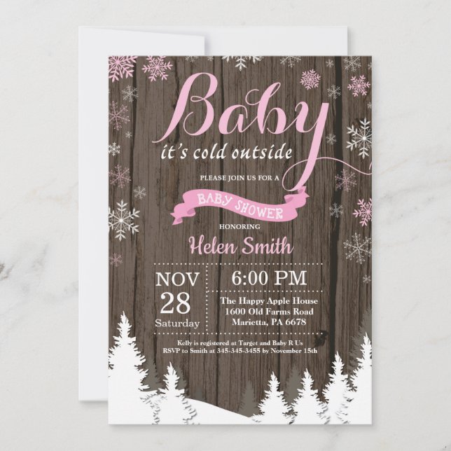 Baby its Cold Outside Rustic Winter Baby Shower Invitation (Front)