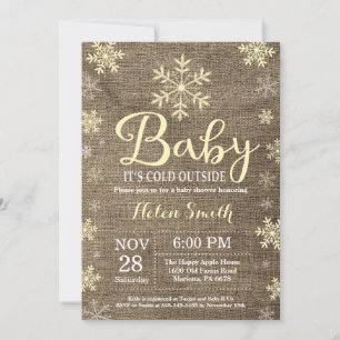 Baby Its Cold Outside Rustic Winter Baby Shower Invitation