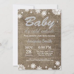 Baby its Cold Outside Rustic Winter Baby Shower Invitation