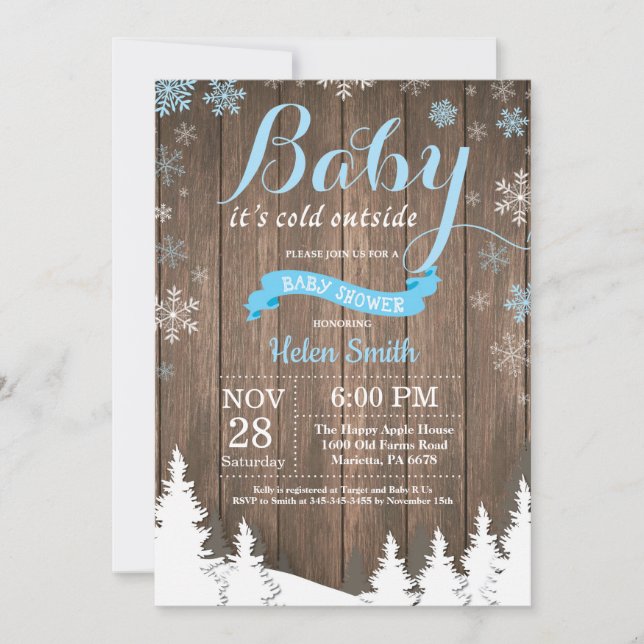 Baby its Cold Outside Rustic Winter Baby Shower Invitation (Front)
