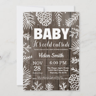 Baby its Cold Outside Rustic Winter Baby Shower Invitation