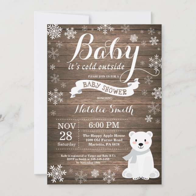 Baby Its Cold Outside Rustic Winter Baby Shower Invitation (Front)
