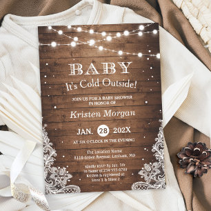 Baby Its Cold Outside Rustic Winter Baby Shower Invitation