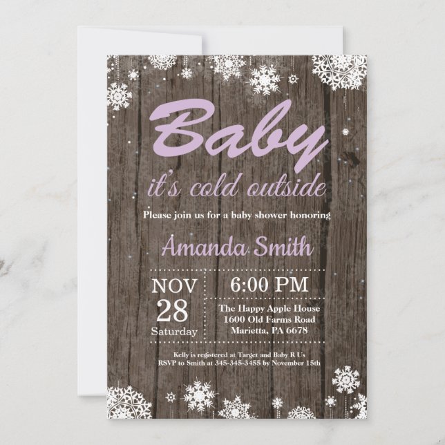 Baby its Cold Outside Rustic Winter Baby Shower Invitation (Front)