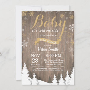Baby its Cold Outside Rustic Winter Baby Shower Invitation