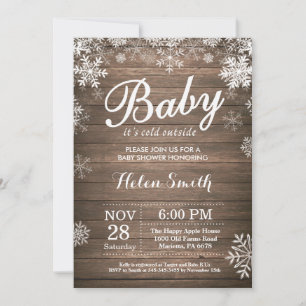 Baby its Cold Outside Rustic Winter Baby Shower Invitation