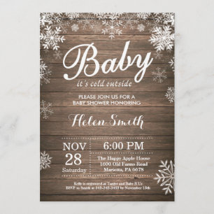 Baby its Cold Outside Rustic Winter Baby Shower Invitation