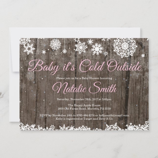 Baby Its Cold Outside Rustic Winter Baby Shower Invitation (Front)