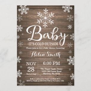 Baby Its Cold Outside Rustic Winter Baby Shower Invitation