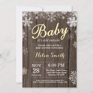 Baby its Cold Outside Rustic Winter Baby Shower Invitation