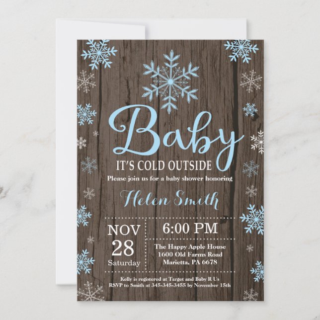 Baby Its Cold Outside Rustic Winter Baby Shower Invitation (Front)