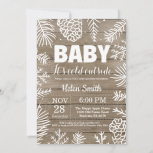 Baby its Cold Outside Rustic Winter Baby Shower Invitation