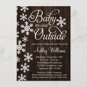 Baby It's Cold Outside Rustic Wood Baby Shower Invitation