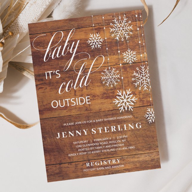 Baby It's Cold Outside Rustic Wood Winter Baby (Creator Uploaded)