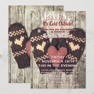 Baby Its Cold Outside Rustic Wood Winter Shower Invitation