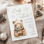 Baby it's Cold Outside Sage Baby Shower Invitation<br><div class="desc">This design features a cute little teddy bear and subtle snowflakes. Colour palette: sage green,  beige and ivory. This "Baby it's Cold Outside" theme baby shower invitation is perfect for the wintertime.</div>